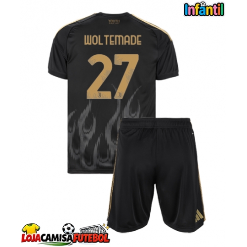 Camisa de Futebol Juventus Nick Woltemade #27 Equipamento Alternativo Infantil 2026-27 Manga Curta (+ Calças curtas)